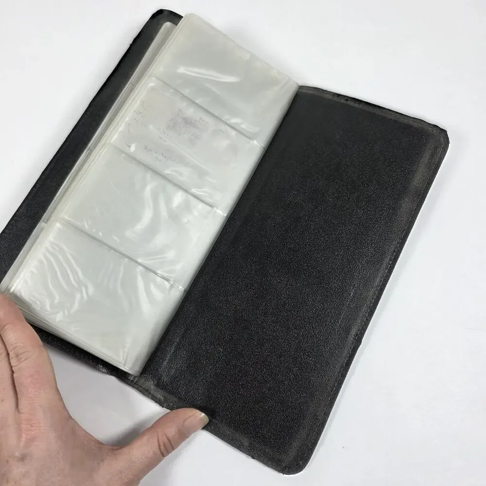 Vintage Business Card Holder Adtech Denim/faux leather Organizer multipage